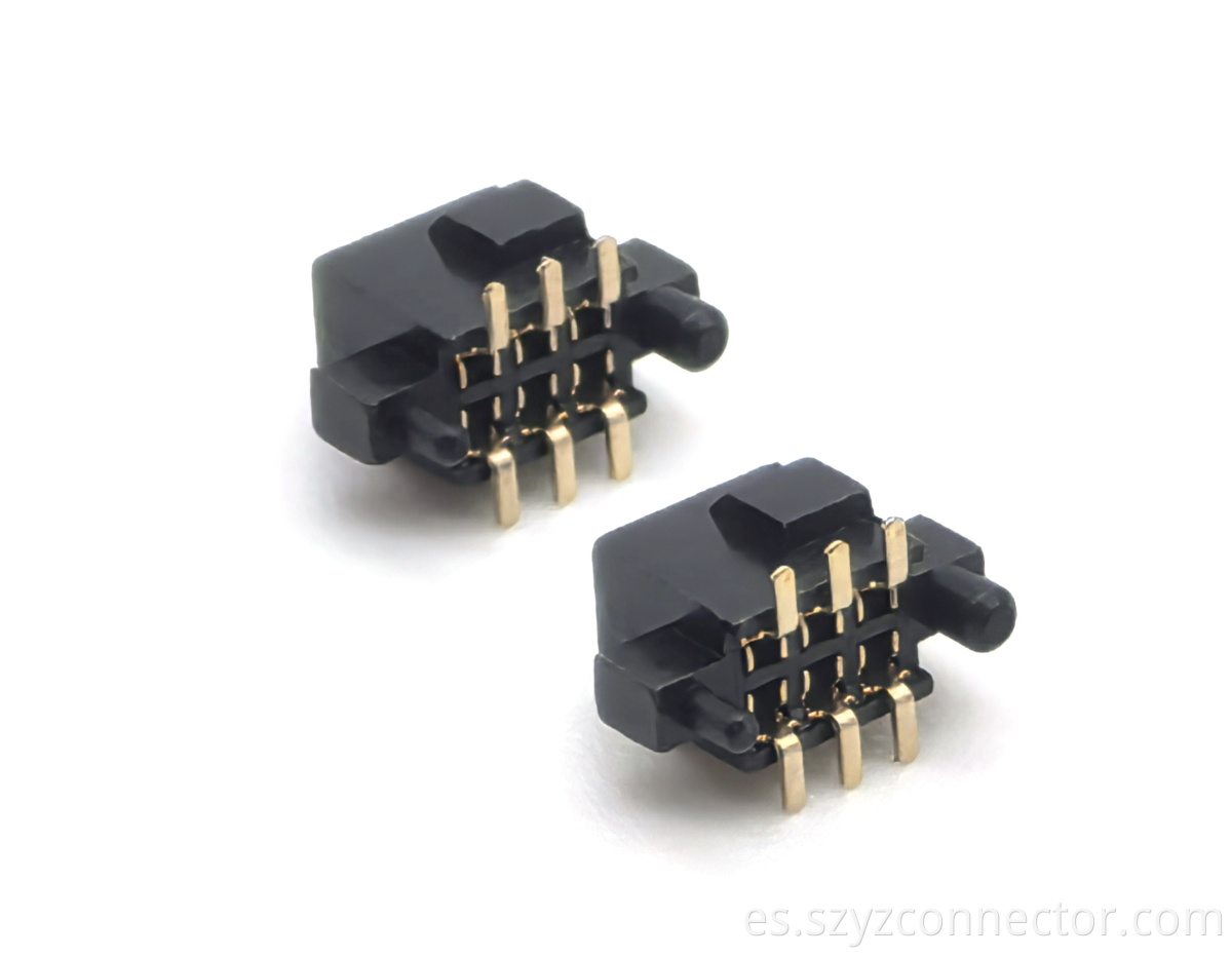 fila dual SMT del conector femenino del jefe de la echada de 1.27m m con los postes externos de diferentes tamaños tipo U H4.3mm 2*3P 1.27mm Pitch Female Header Connector Dual Row SMT With External Posts of Different Sizes U-Type H4.3mm 2*3P